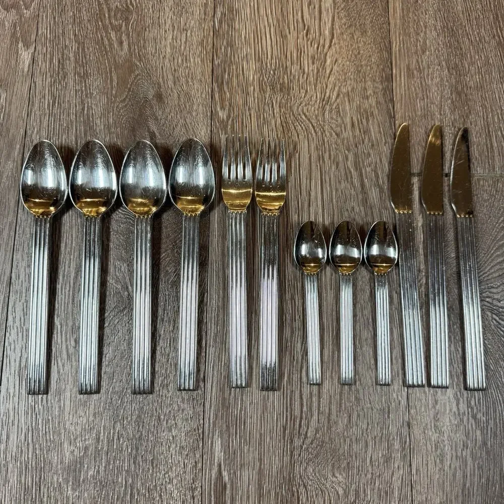 Lot of 12 IKEA Strateg Knives Spoons Forks Flatware Ribbed Ehlen Johansson 1990s